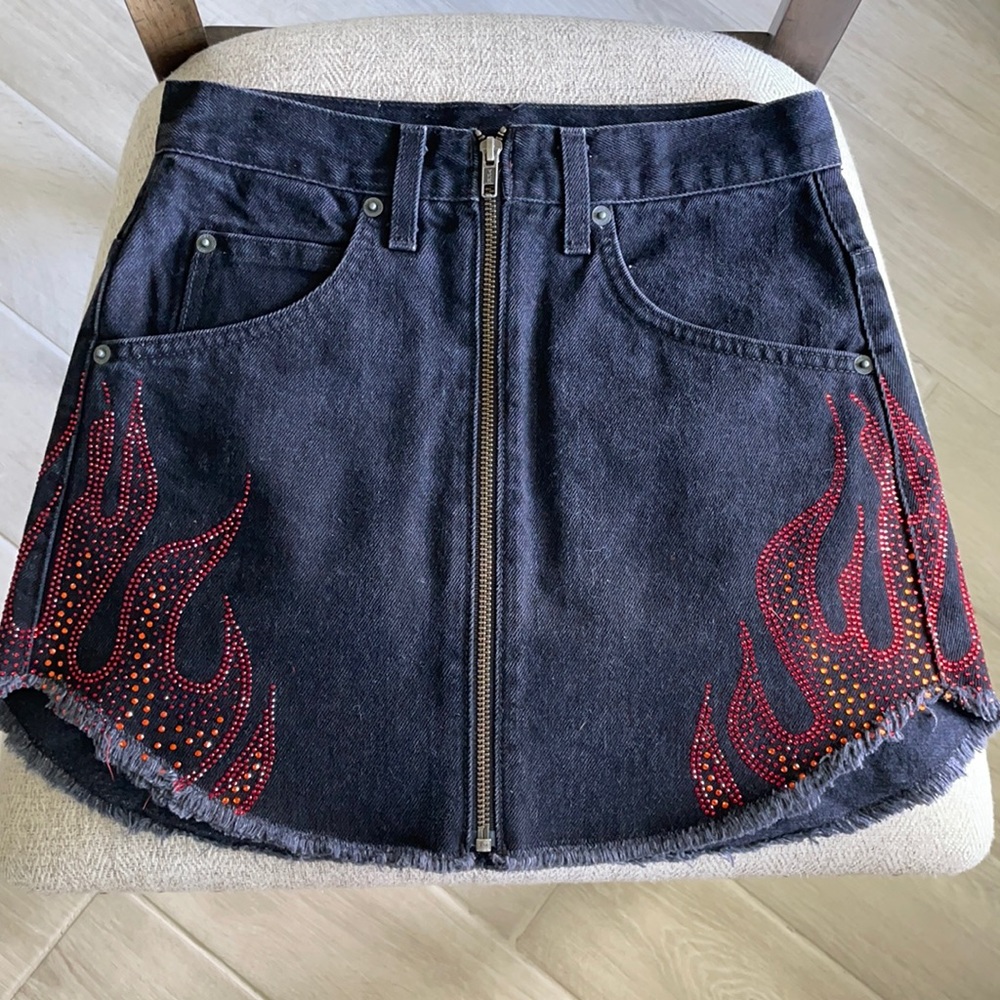 Black with flames Carmar denim skirt